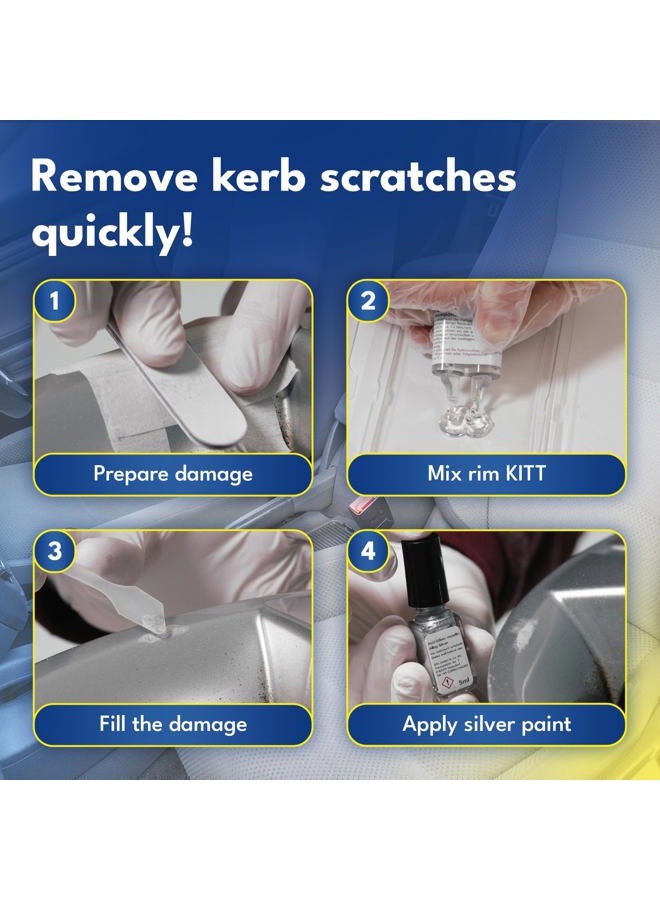 ATG Rim Scratch & Rim Dent Scratch Repair Curb Rash Repair Kit, Car Paint Scratch Repair Silver Paint Rim Scratch Repair Kit Rim Scratch Repair Alloy Wheel Scratch Repair kit Aluminum Scratch Repair - Image 3