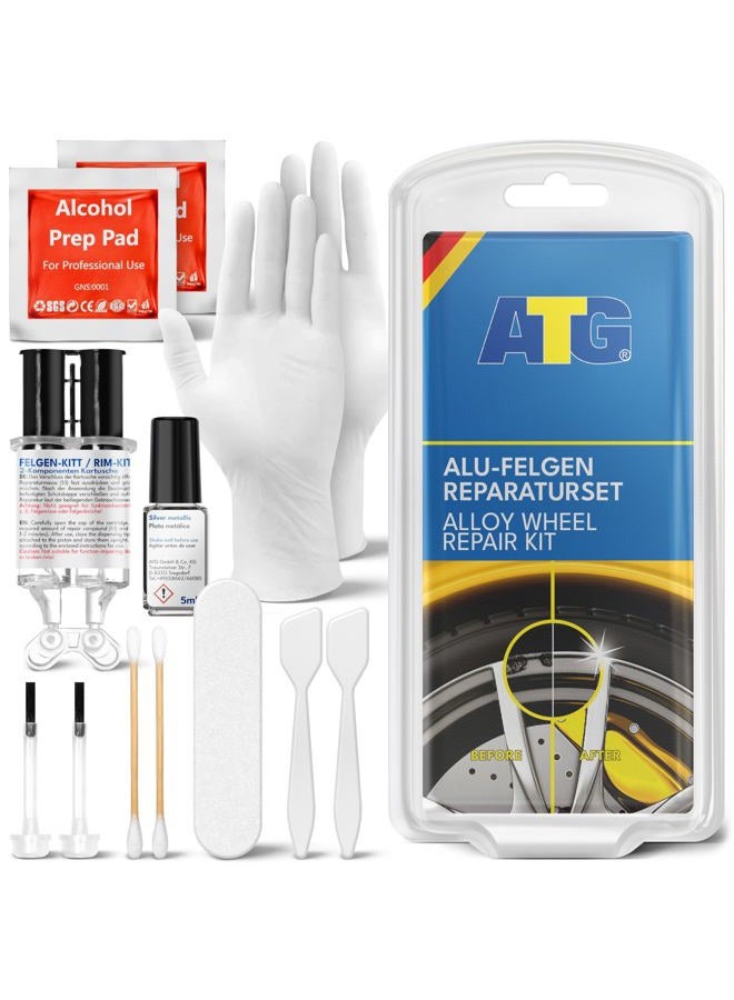 ATG Rim Scratch & Rim Dent Scratch Repair Curb Rash Repair Kit, Car Paint Scratch Repair Silver Paint Rim Scratch Repair Kit Rim Scratch Repair Alloy Wheel Scratch Repair kit Aluminum Scratch Repair - Image 1