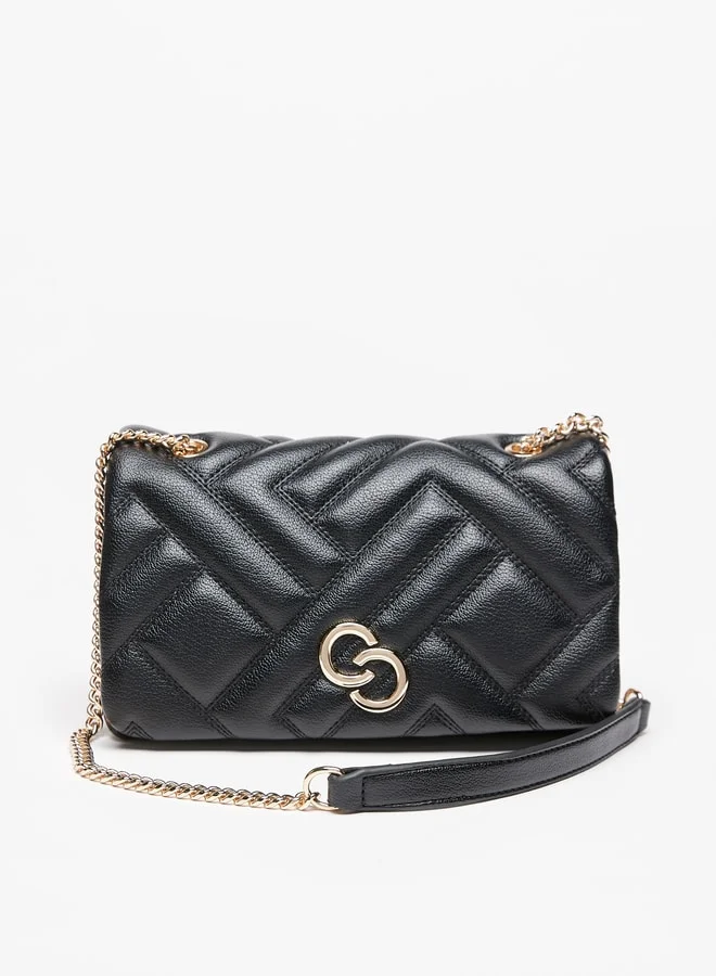 سيليست Women's Quilted Crossbody Bag with Chain Handles and Flap Closure