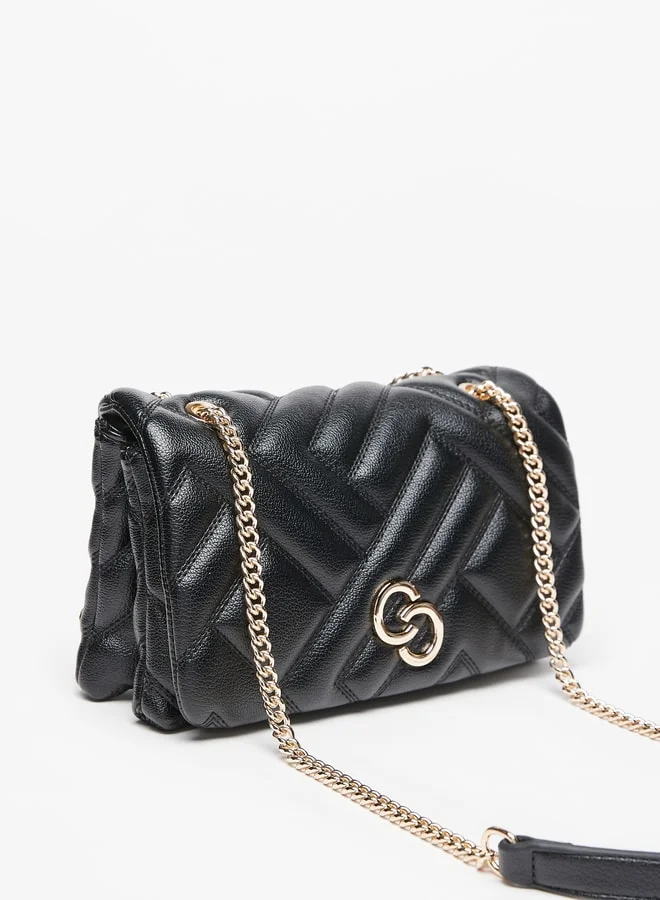 سيليست Women's Quilted Crossbody Bag with Chain Handles and Flap Closure