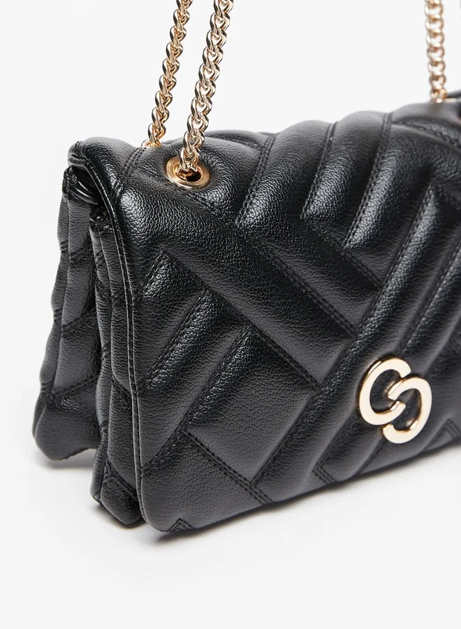 سيليست Women's Quilted Crossbody Bag with Chain Handles and Flap Closure