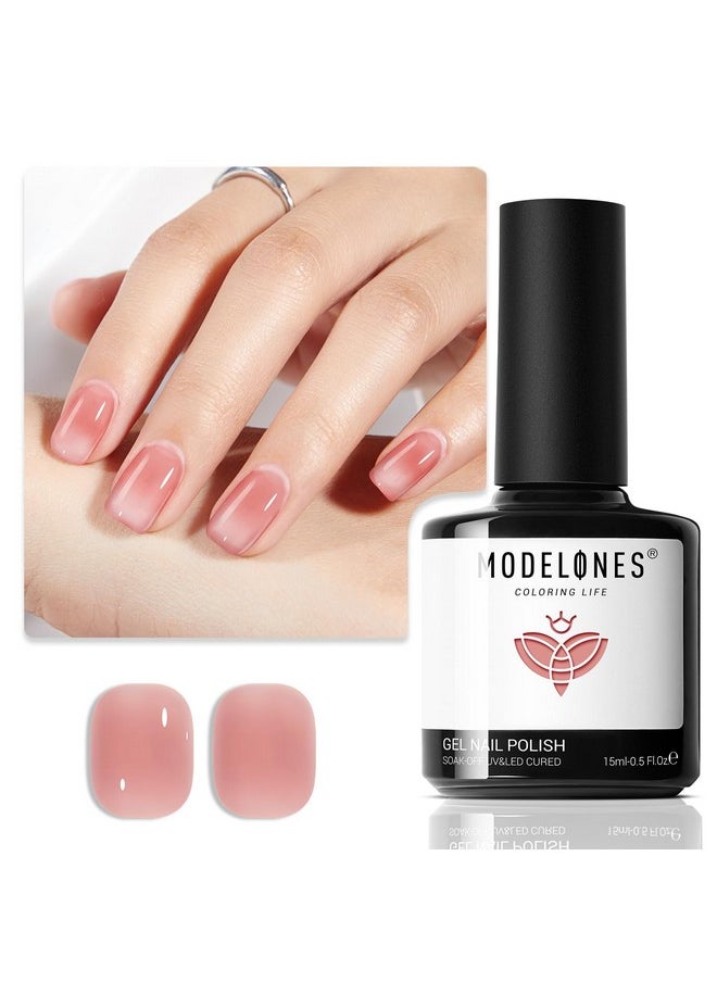 modelones - Jelly Gel Nail Polish 15Ml Sheer Light Pink Gel Nail Polish Translucent Color U V Light Cure Nude Pink Gel Polish For Summer Nail Art Diy Manicure Gift For Women - Image 1