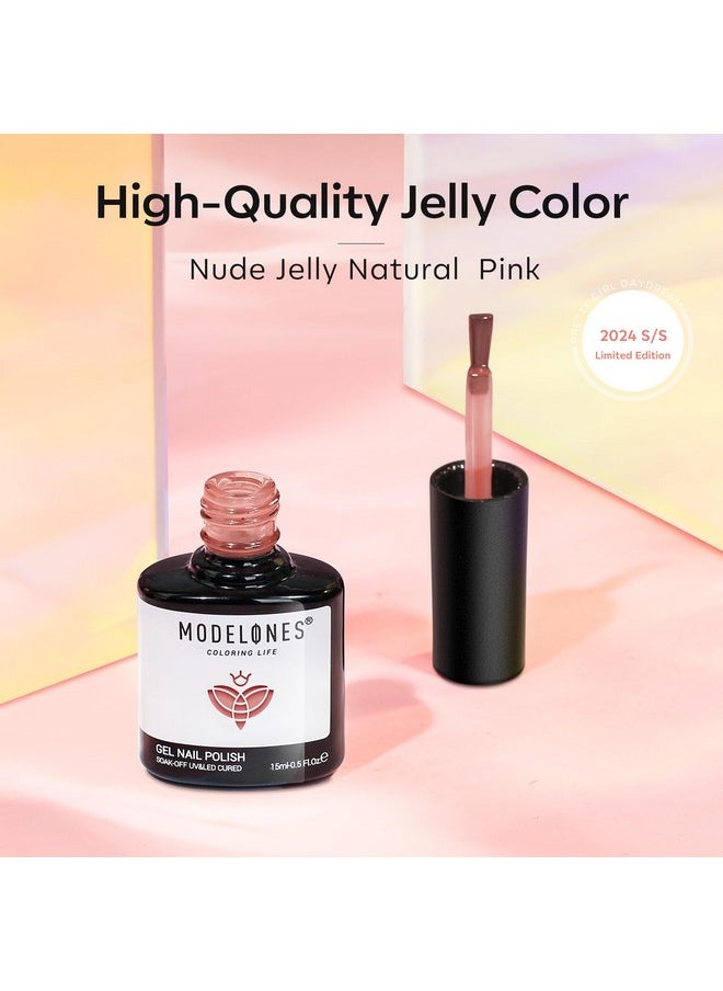 modelones - Jelly Gel Nail Polish 15Ml Sheer Light Pink Gel Nail Polish Translucent Color U V Light Cure Nude Pink Gel Polish For Summer Nail Art Diy Manicure Gift For Women - Image 1