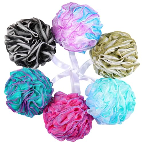 BTYMS 75gPc Large Loofahs Shower Sponge Exfoliating Body Scrubber Shower Scrunchies Mesh Pouf Bath Sponges Pack of 6 - Image 1