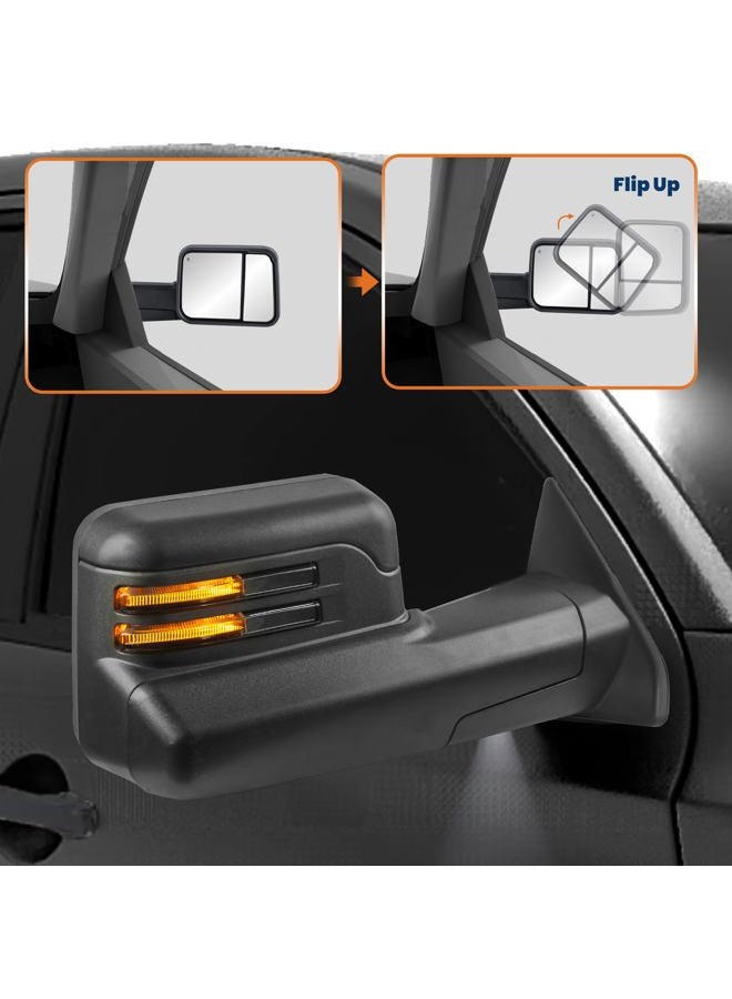 KUIPERAUTO Black Power Heated Towing Mirrors Compatible for 2019 2020 2021 2022 2023 2024 Ram 1500 Side mirrors with LED Turn Signal,Puddle Light,Temperature Sensor (Set of 2) - Image 5