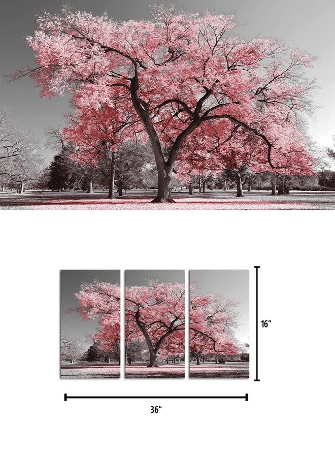 Visual Art Decor Pink Tree Canvas Wall Art Pink and Grey Room Decor Cherry Blossom Wall Art Modern Art Framed Ready to Hang Living Room Wall Decor 12x16inchx3 Piece - Image 5