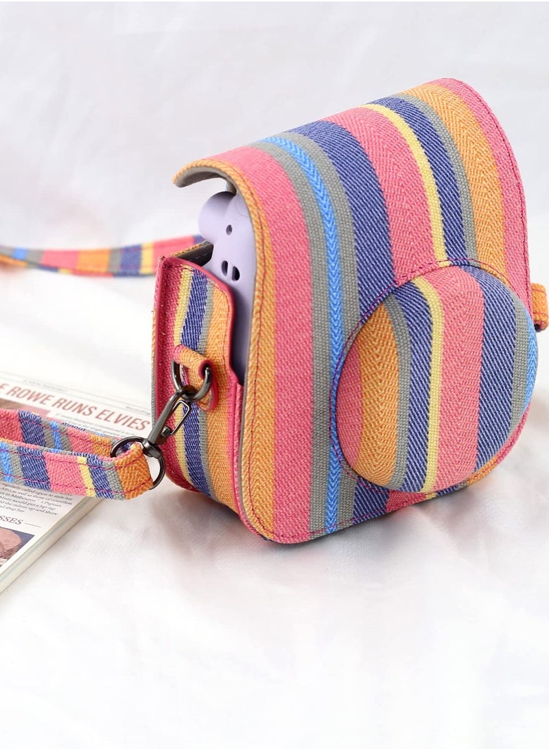 Fujifilm Instax Mini 11/9/8 Camera Case with Accessory Pocket and Adjustable Detachable Shoulder Strap (Colorful Stripes) - Perfect for Instant Film Photography! - Image 4