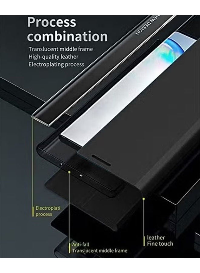 Honor X9c Flip Case, Ultra Slim TPU Leather Full Body Protection Magnetic Stand Shockproof Phone Cover, Electroplating Bracket Anti Fall Protective Cover, Black - Image 4