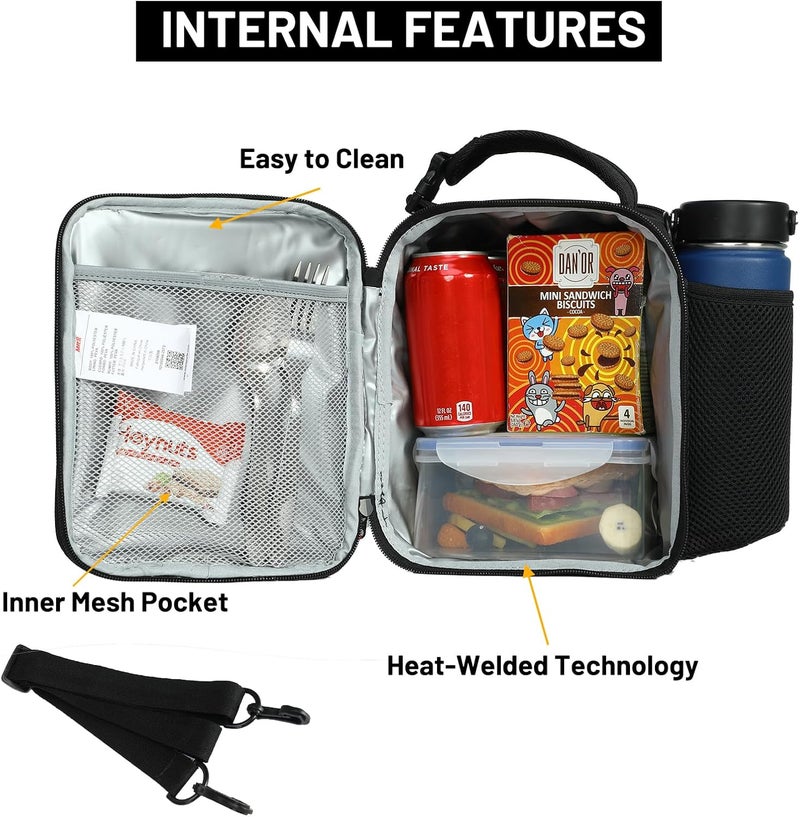 MIER Expandable Lunch Bag Insulated Lunch Box for Men to Work Travel Portable Lunchbox Bags with Shoulder Strap and Water Bottle Holder(Black/Green - Image 2