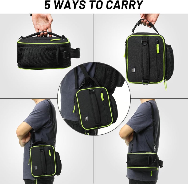 MIER Expandable Lunch Bag Insulated Lunch Box for Men to Work Travel Portable Lunchbox Bags with Shoulder Strap and Water Bottle Holder(Black/Green - Image 4
