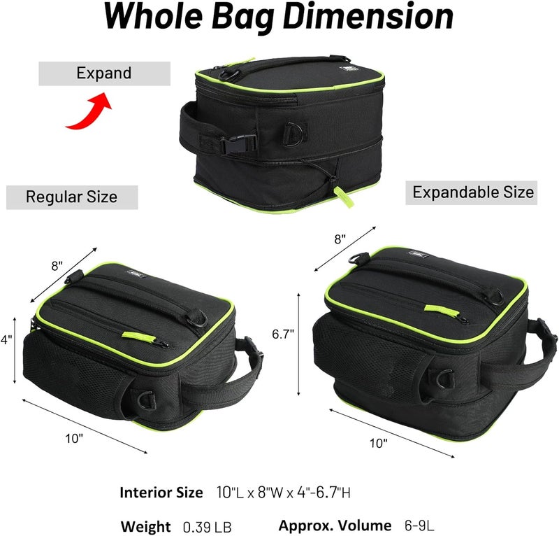 MIER Expandable Lunch Bag Insulated Lunch Box for Men to Work Travel Portable Lunchbox Bags with Shoulder Strap and Water Bottle Holder(Black/Green - Image 3