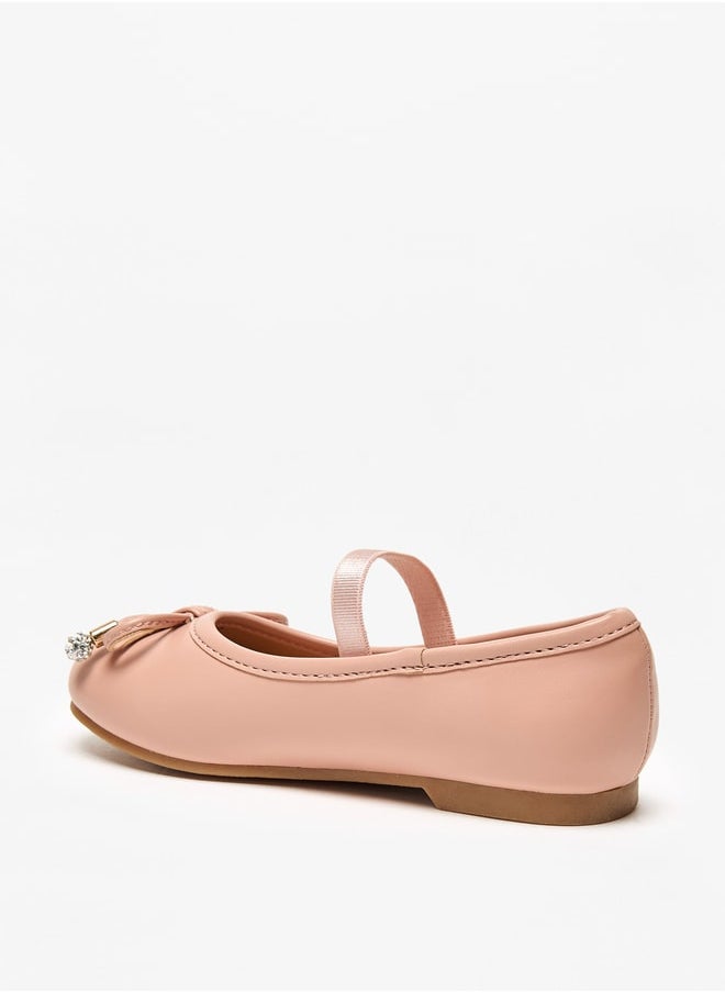 JUNIORS Girls Bow Accent Slip-On Ballerina Shoes with Elastic Strap  - Image 2