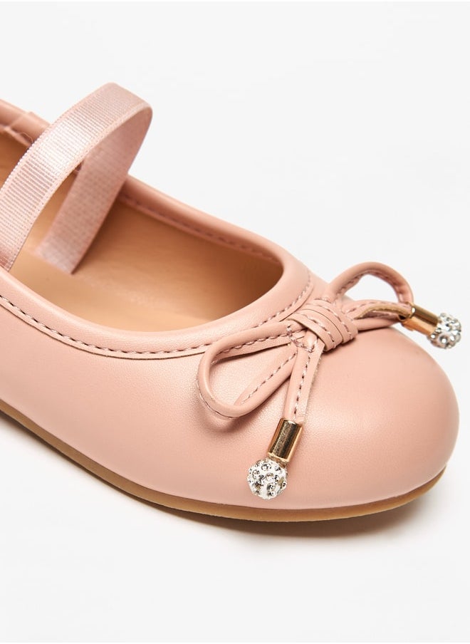 JUNIORS Girls Bow Accent Slip-On Ballerina Shoes with Elastic Strap  - Image 5