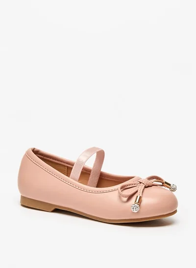 JUNIORS Girls Bow Accent Slip-On Ballerina Shoes with Elastic Strap
