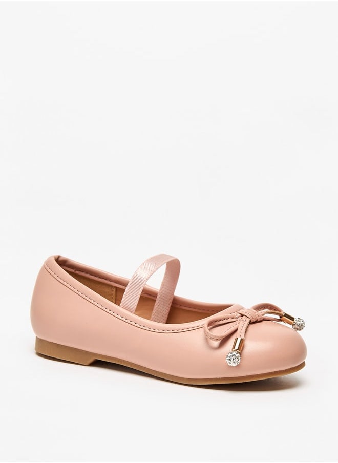 JUNIORS Girls Bow Accent Slip-On Ballerina Shoes with Elastic Strap  - Image 1