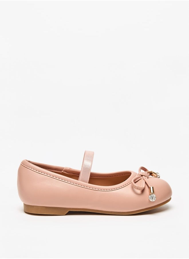 JUNIORS Girls Bow Accent Slip-On Ballerina Shoes with Elastic Strap  - Image 3