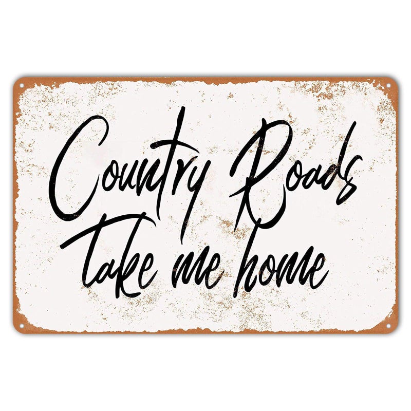 ZYPENG Metal Tin Sign Vintage Style Country Roads Take Me Home Wall Decor 8 x 12 inches - Image 1