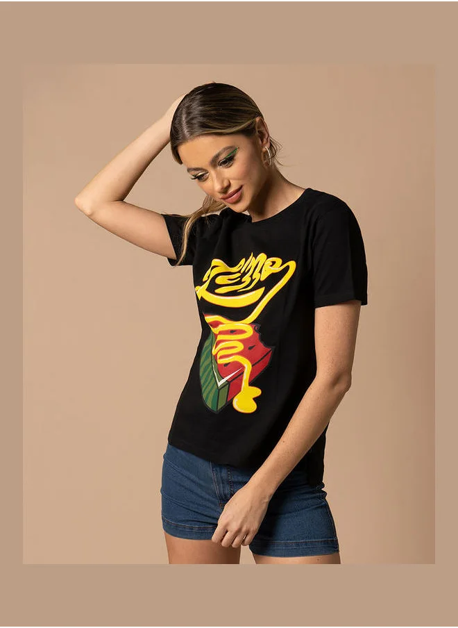 Styli Lizzo Graphic Print Regular Fit Tshirt by Styli