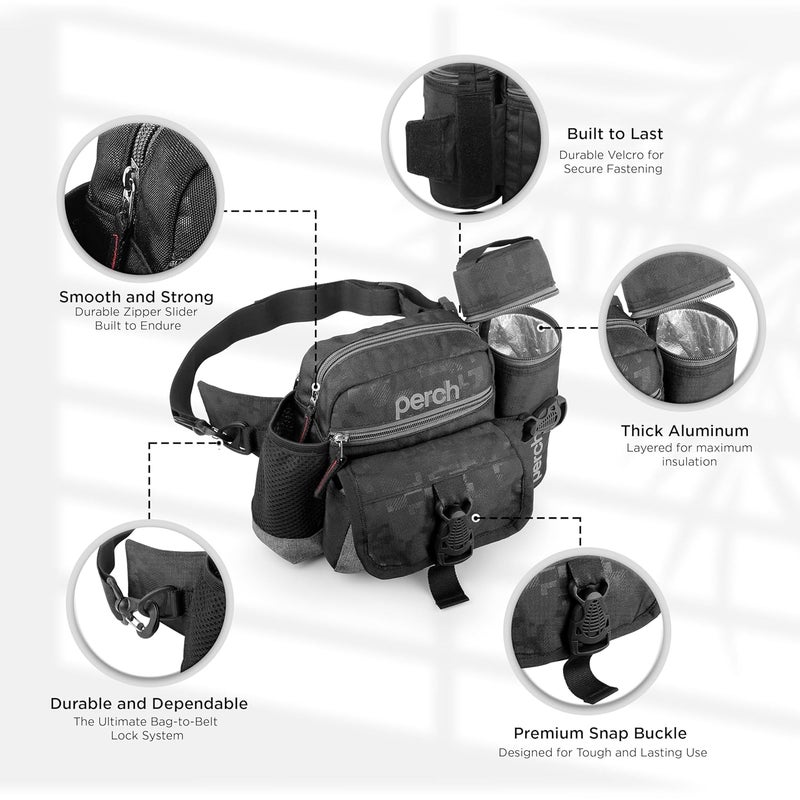 perch Waist Bag with Insulated (Hot and Cold) Detachable Bottle Holder-Multi-Utility Travel Sling Bag for Men - Perfect for Hiking, Trekking, and Camping - Durable and Water Resistant (Black) - Image 2