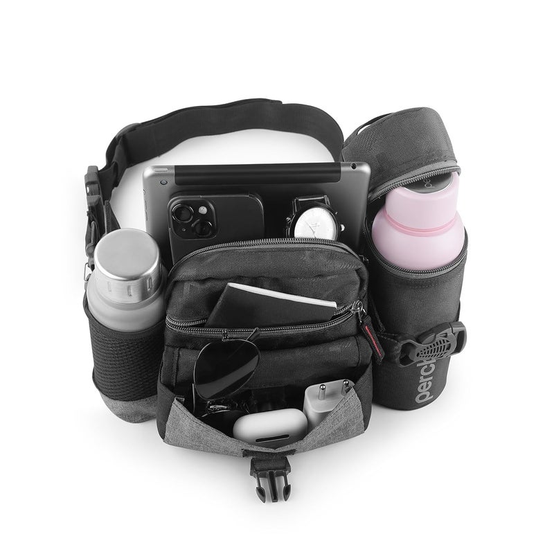 perch Waist Bag with Insulated (Hot and Cold) Detachable Bottle Holder-Multi-Utility Travel Sling Bag for Men - Perfect for Hiking, Trekking, and Camping - Durable and Water Resistant (Black) - Image 5