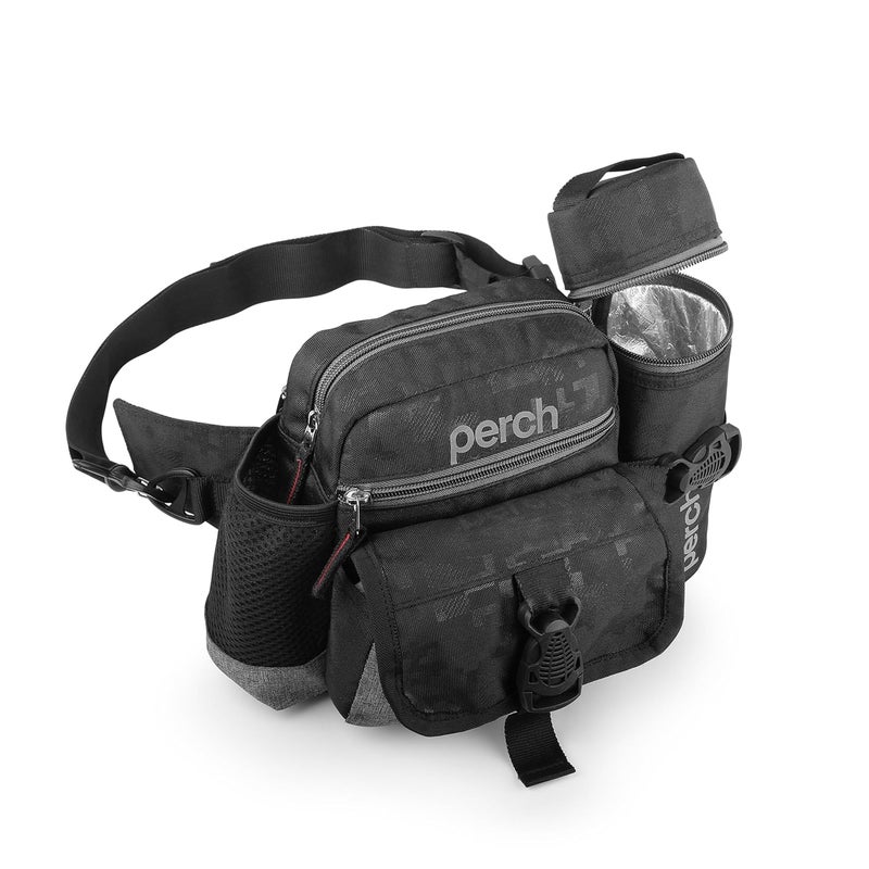 perch Waist Bag with Insulated (Hot and Cold) Detachable Bottle Holder-Multi-Utility Travel Sling Bag for Men - Perfect for Hiking, Trekking, and Camping - Durable and Water Resistant (Black) - Image 1