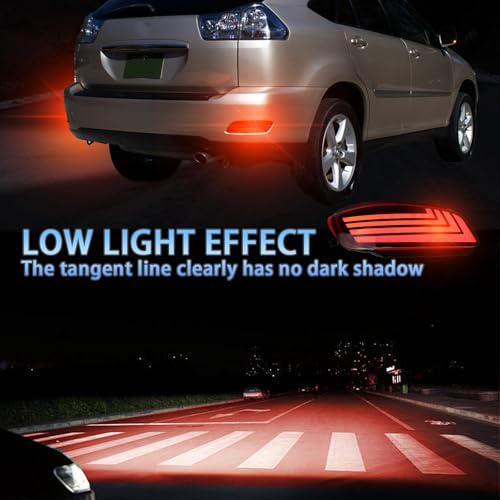 PGTOPONE Upgrade LED Rear Bumper Reflectors Light Fog Brake Tail Lamps Compatible with Lexus RX 330 2004-2006/RX 350 2007-2009/RX 400h 2006 2007 Replace Stock Reflector (Smoked) - Image 4
