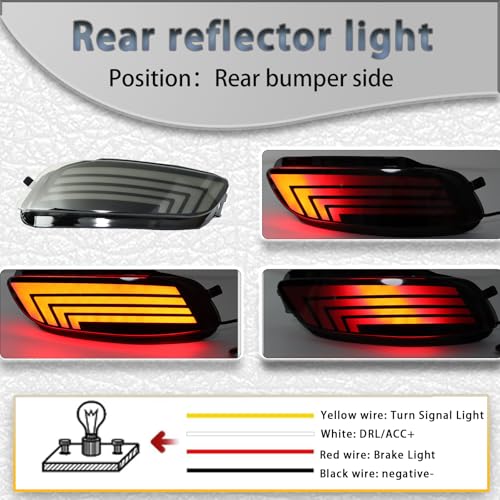 PGTOPONE Upgrade LED Rear Bumper Reflectors Light Fog Brake Tail Lamps Compatible with Lexus RX 330 2004-2006/RX 350 2007-2009/RX 400h 2006 2007 Replace Stock Reflector (Smoked) - Image 2