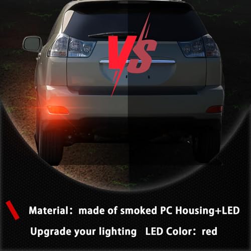 PGTOPONE Upgrade LED Rear Bumper Reflectors Light Fog Brake Tail Lamps Compatible with Lexus RX 330 2004-2006/RX 350 2007-2009/RX 400h 2006 2007 Replace Stock Reflector (Smoked) - Image 5