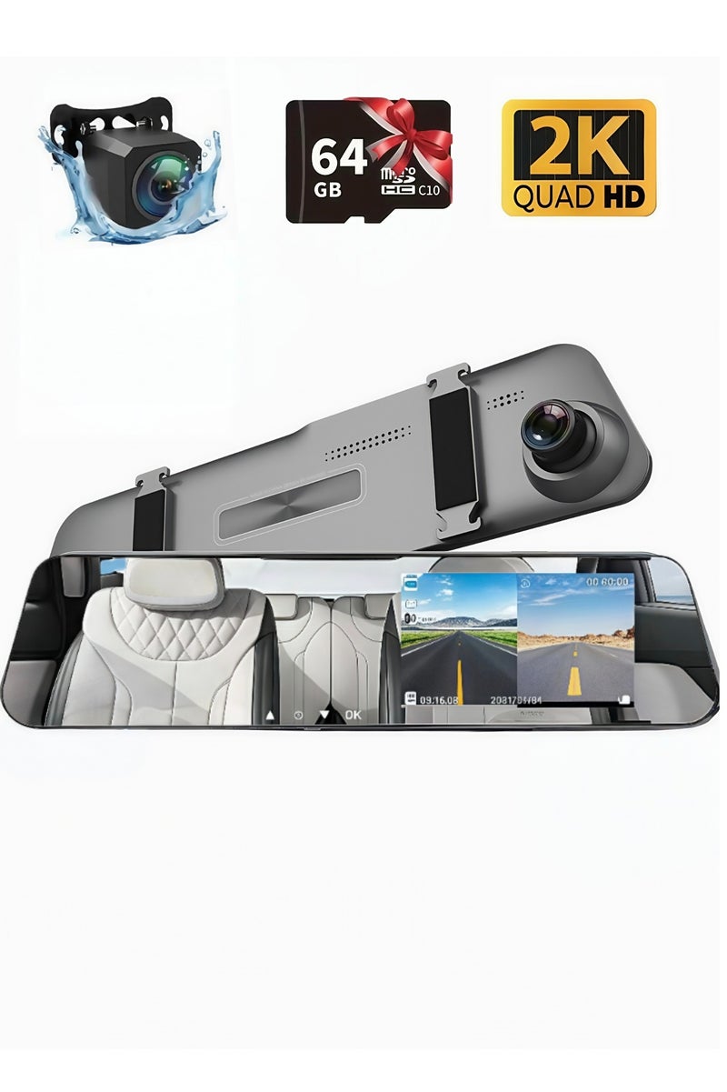 2K 2.0IPS Touchscreen tachograph ,Dual Lens HD Front & Rear Camera Driving Recorder ,170°Wide Angle Support Night-Vision, Loop Recording ,Time-mark Motion Detection, Touch Version Mirror Dash Cam - Image 1