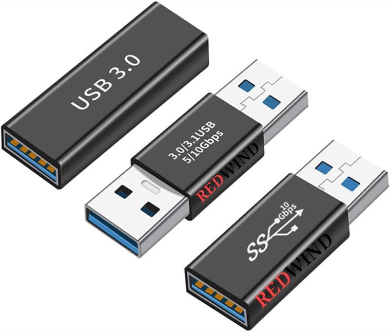 REDWIND 3-Kinds of USB 3.0 Adapters K it, USB 3.0 Female to Female & Male to Male & Female to Male High Speed Converter Extension Coupler Connector for PC Car Laptop USB Devices - Image 1