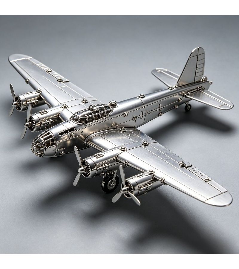 3D Stereometric Metal Puzzle Silvery Lancaster Bomber High Difficulty Assembly Model Military Aircraft Collection Home Decor Gift - Image 1