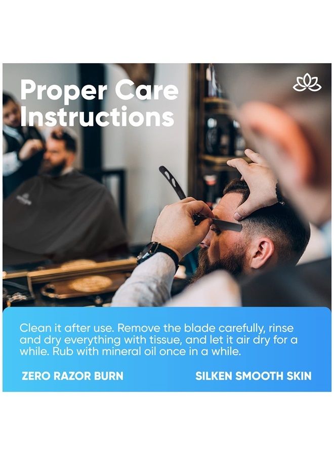 Equinox International Equinox Professional Straight Edge Razor with 100 Single Derby Straight Razor Blades-Barber Straight Razor-Close Shaving Men's Manual Shaver-Disposable Straight Razor Blades-Straight Razor Kit