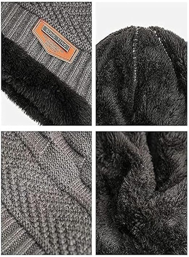 JUPON Soft Woollen Winter Cap for Men with Neck Muflar, Beanie Cap Inner Side Ultra Soft Warm Sherpa Fabric | Pack of 1 Set - Grey | Free Size - Image 2