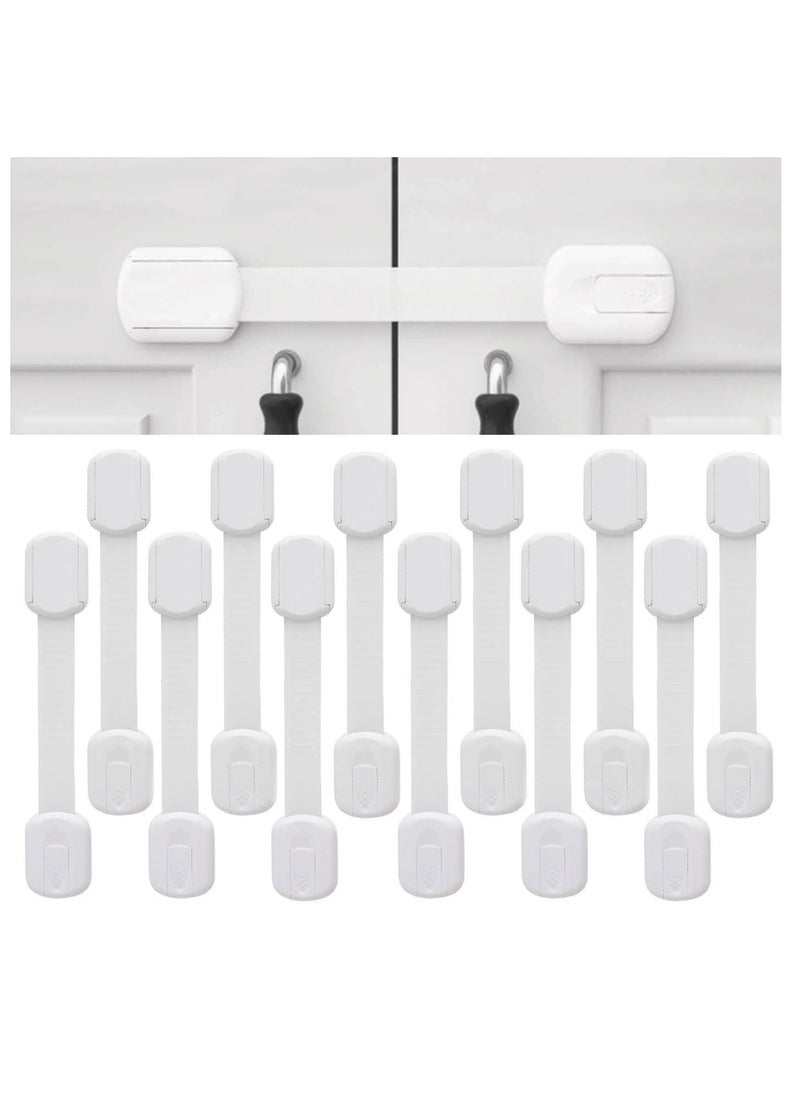 ECVV ECVV 12PCS Child Safety Locks White Baby Safety Latches Adjustable Child Proof Cabinet Latches 3M Adhesives Multi-Purpose Baby Locks for Furniture Door Fridge Oven Toilet  - Image 1