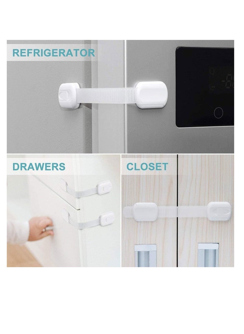ECVV ECVV 12PCS Child Safety Locks White Baby Safety Latches Adjustable Child Proof Cabinet Latches 3M Adhesives Multi-Purpose Baby Locks for Furniture Door Fridge Oven Toilet  - Image 2
