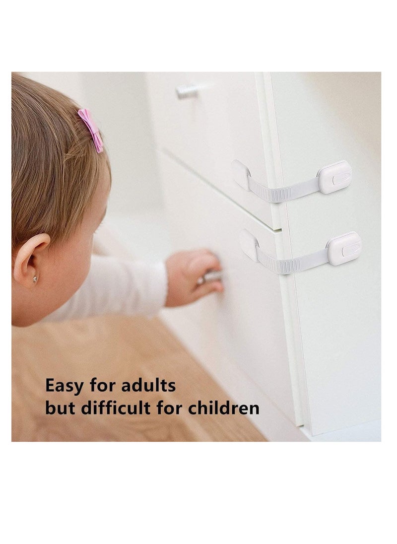 ECVV ECVV 12PCS Child Safety Locks White Baby Safety Latches Adjustable Child Proof Cabinet Latches 3M Adhesives Multi-Purpose Baby Locks for Furniture Door Fridge Oven Toilet  - Image 4
