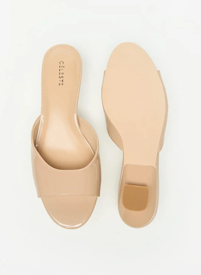 Celeste Women's Solid Slip-On Sandals with Kitten Heels