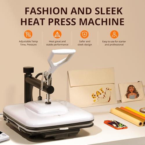 HTVRONT Heat Press Machine for T Shirts - 15x15 Swing Away Shirt Press Machine - Professional Heat Press for Sublimation, Vinyl, Heat Transfer Projects, Heats Up Fast & Distribute Heat Evenly (White) - Image 2