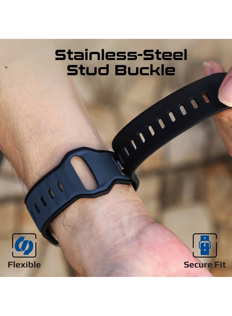 PROMATE Dual-Colour Apple Watch Band with Dust-Proof UV Treated Surface, Rust-Resistant Stainless-Steel Buckle, Durable Silicone Construction, Stylish Sporty Design for All Sizes and Series Compatibility, SiliBand-DC Blue - Image 4