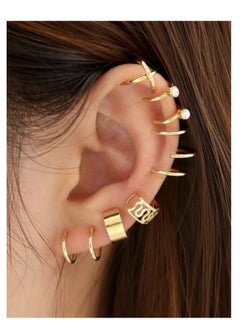 YUCCA Ear Stud Earrings Fake Earring Non Piercing Cartilage Clip Set of 12  - Image 1