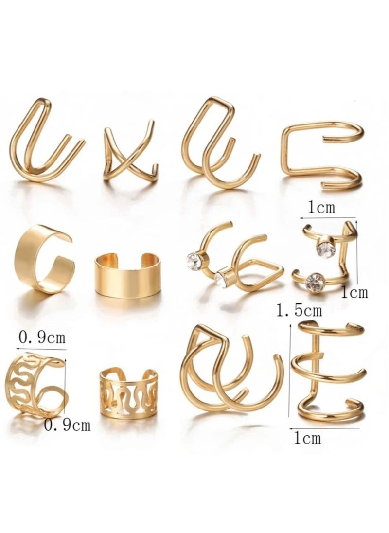 YUCCA Ear Stud Earrings Fake Earring Non Piercing Cartilage Clip Set of 12  - Image 2