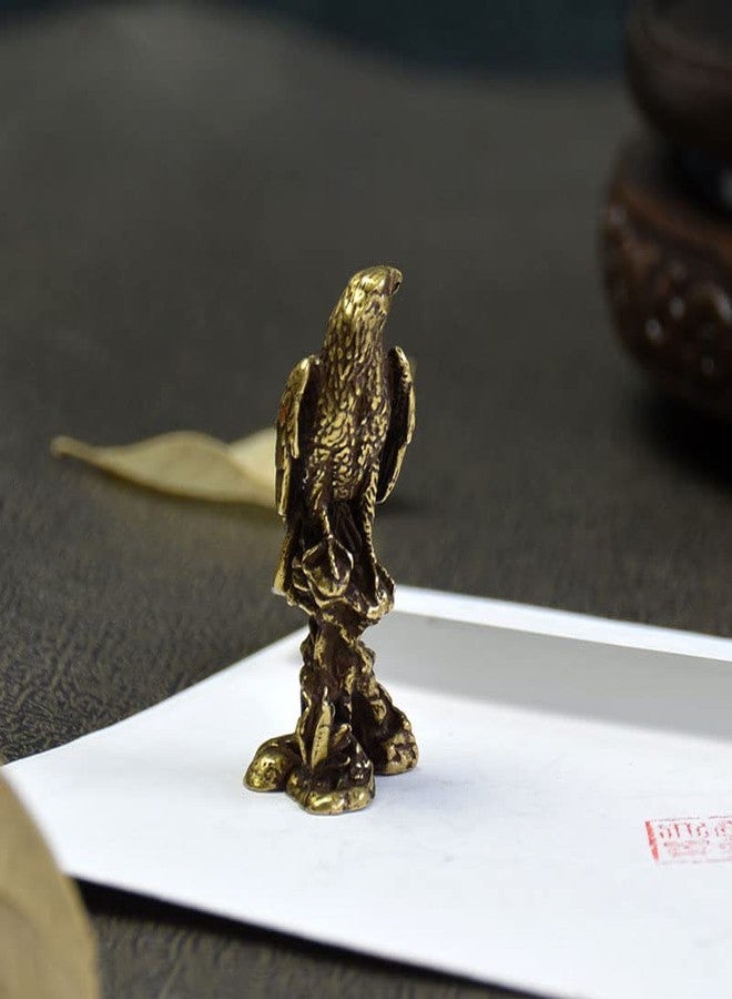 Acxico 1Pcs Brass Eagle Statue Vintage Simulated Animal Statue Home Office Desk Decor Ornament Metal Gift - Image 3
