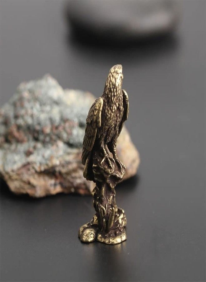 Acxico 1Pcs Brass Eagle Statue Vintage Simulated Animal Statue Home Office Desk Decor Ornament Metal Gift - Image 4