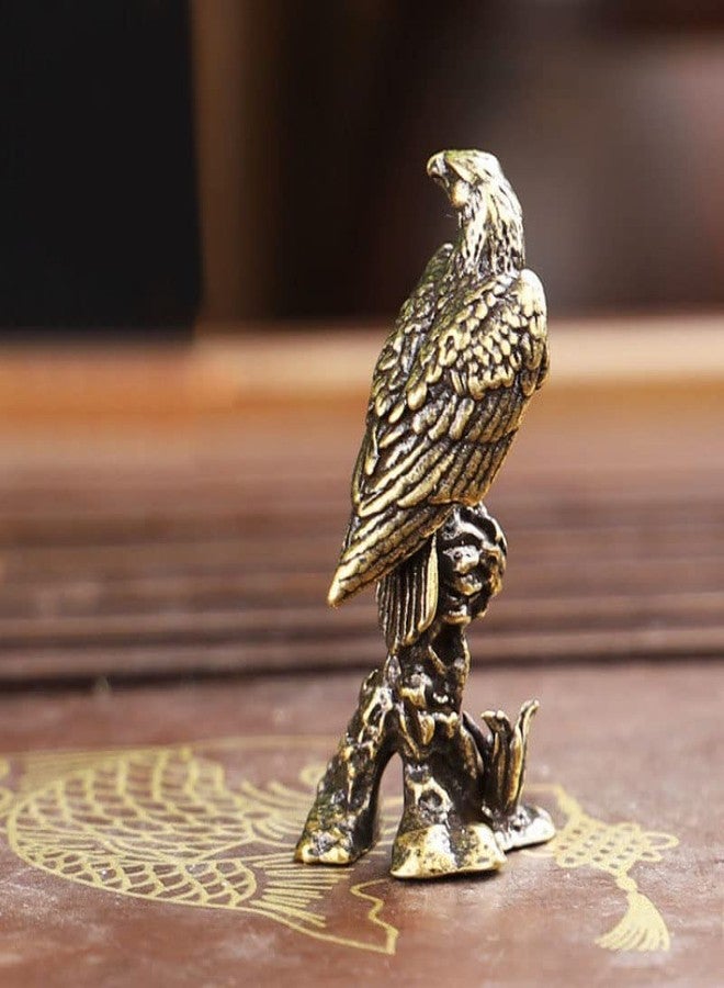 Acxico 1Pcs Brass Eagle Statue Vintage Simulated Animal Statue Home Office Desk Decor Ornament Metal Gift - Image 2