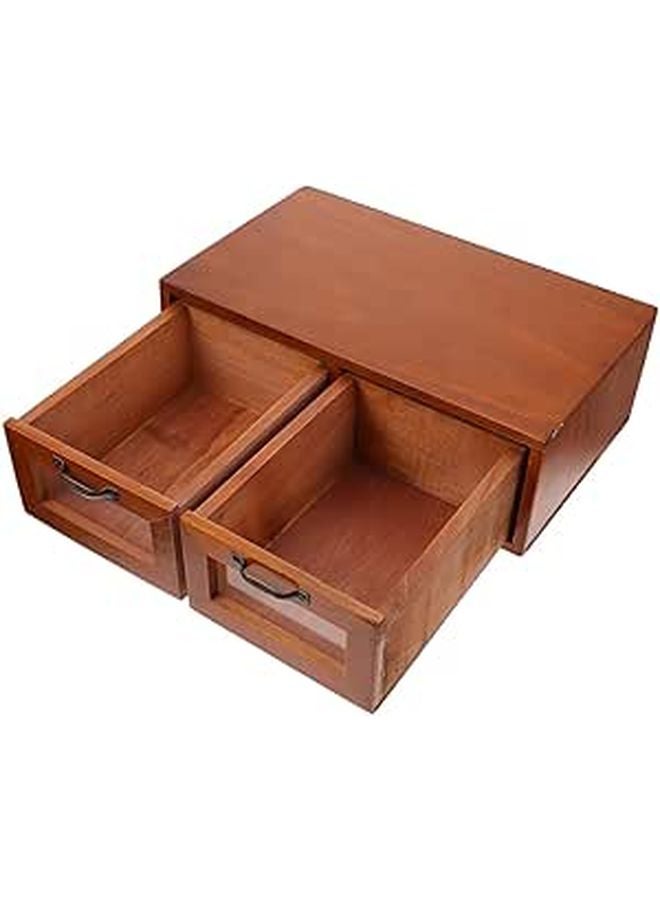 Wood Monitor Stand Riser with Storage Box Desktop Organizer for Home Office Workspace - Image 1