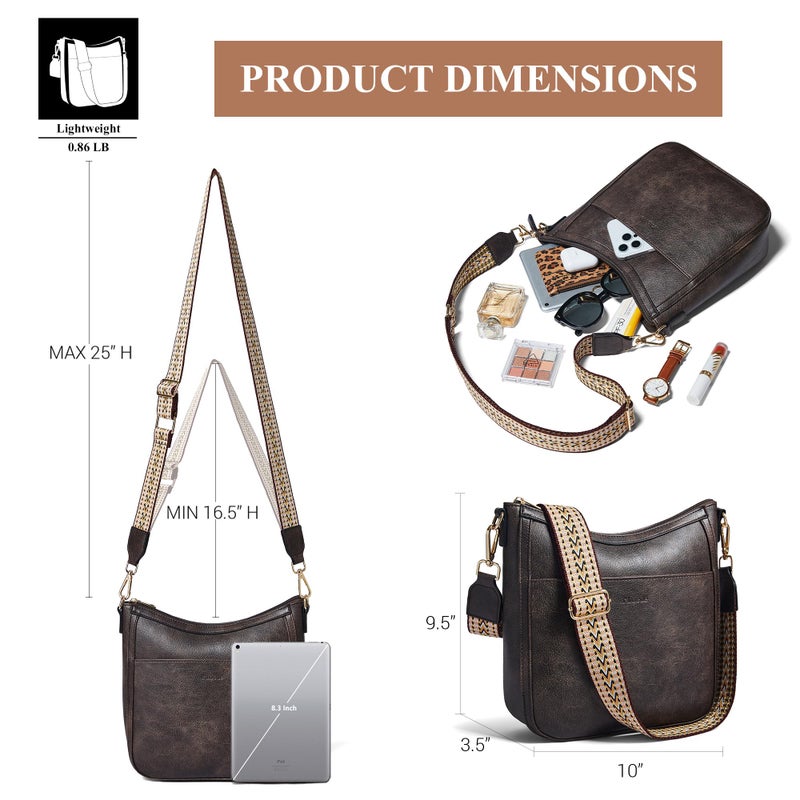 Mroede Crossbody Bags for Women Crossbody Purse for Women Vegan Leather Hobo Purses Shoulder Handbags with Detachable Strap for Daily Travel Work - Image 3