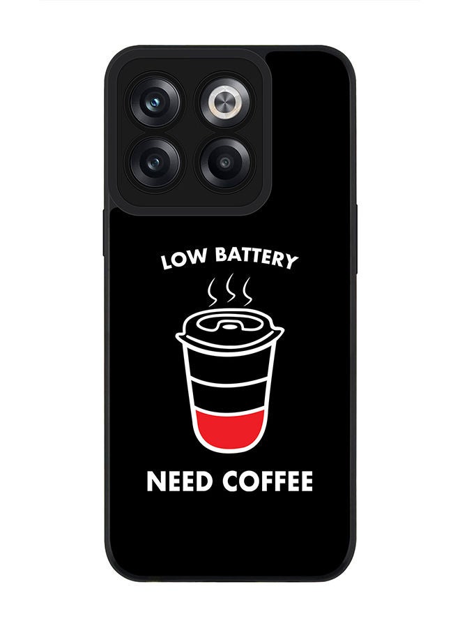 Stylizedd Rugged Black edge case for OnePlus Ace Pro Slim fit Soft Case Flexible Rubber Edges Anti Drop TPU Gel Thin Cover - Low battery need coffee - Image 1