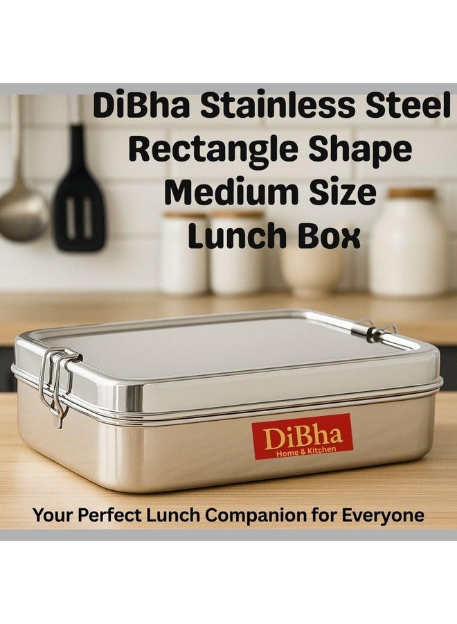 DiBha صندوق غداء كبير مستطيل الشكل من دِبها من الفولاذ المقاوم للصدأ/صندوق غداء مدرسي للأطفال/البالغين مع 1 صندوق وجبة خفيفة (800 مل) - Image 5