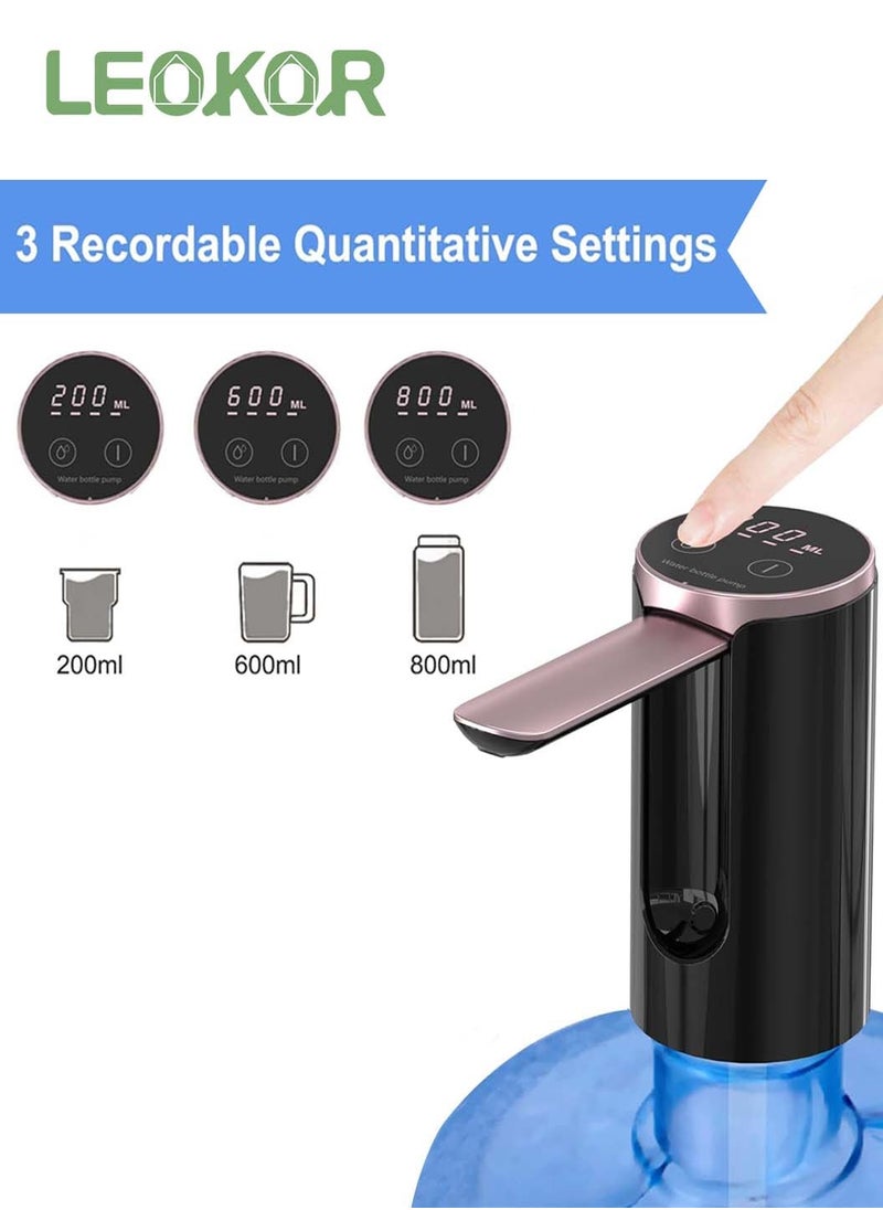 LEOKOR Automatic Water Dispenser Pump, 3 Quantitative Settings Drinking Water Pump with LED Display, Foldable USB Rechargeable Electric Mini Water Pump (Black)  - Image 5