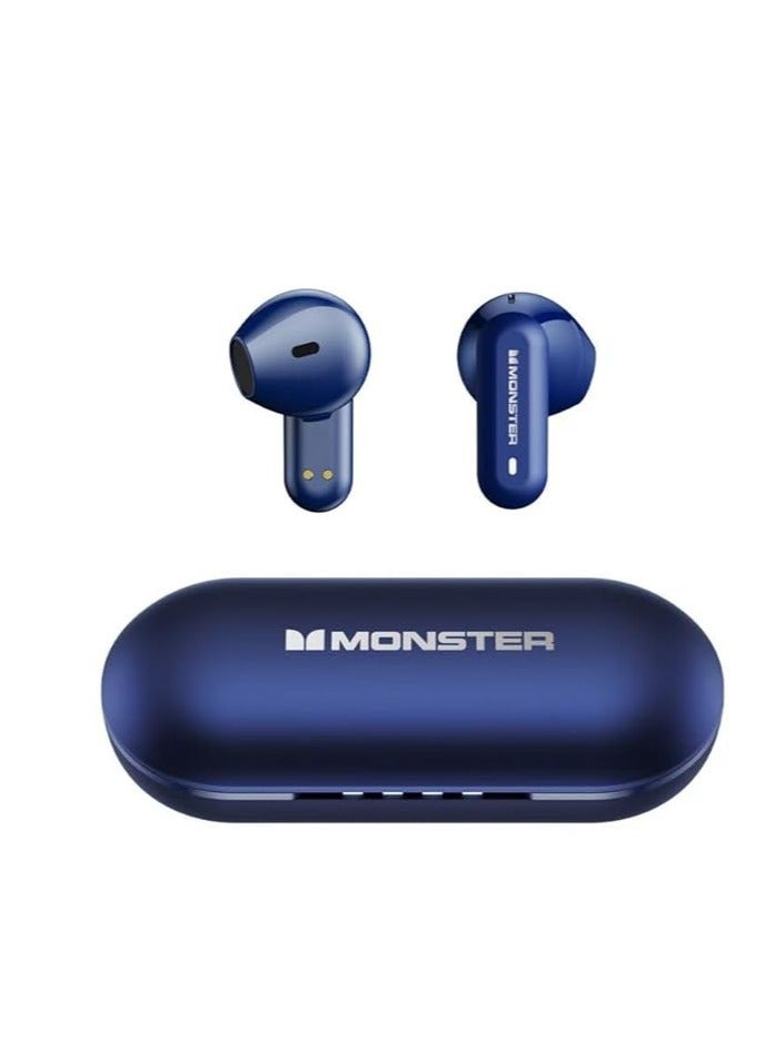 مونستر سماعات أذن بلوتوث لاسلكية للألعاب من مونستر XKT25، سماعة رأس للألعاب ذات زمن استجابة منخفض مع ميكروفون مدمج لسماعات إلغاء الضوضاء للألعاب باللون الأزرق - Image 1